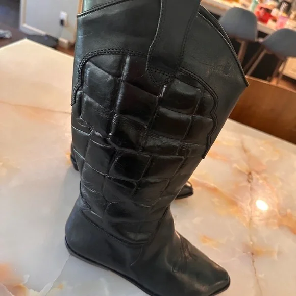 - white mountain black leather cowgirl boots - Picture 6 of 7